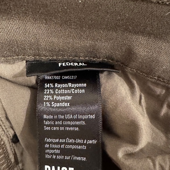 Paige Federal Olive Green Jeans Size 32 - Picture 7 of 13